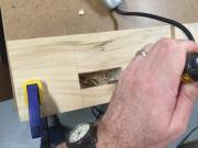 Chopping out the corners and cutting to the lines of the mortises